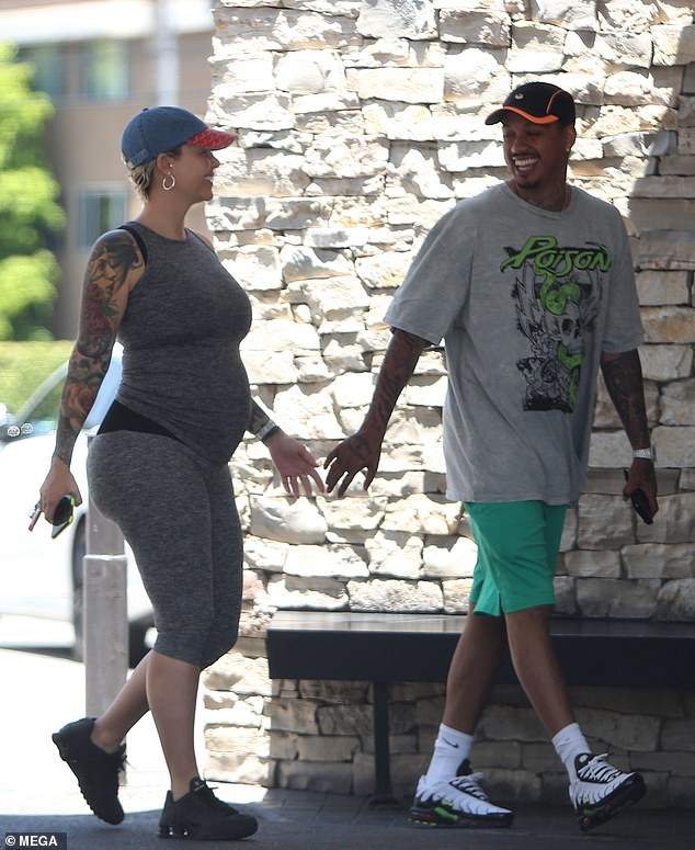 Amber Rose flaunts growing baby bump during date with boyfriend, Alexander 'A.E.' Edwards in LA (Photos)