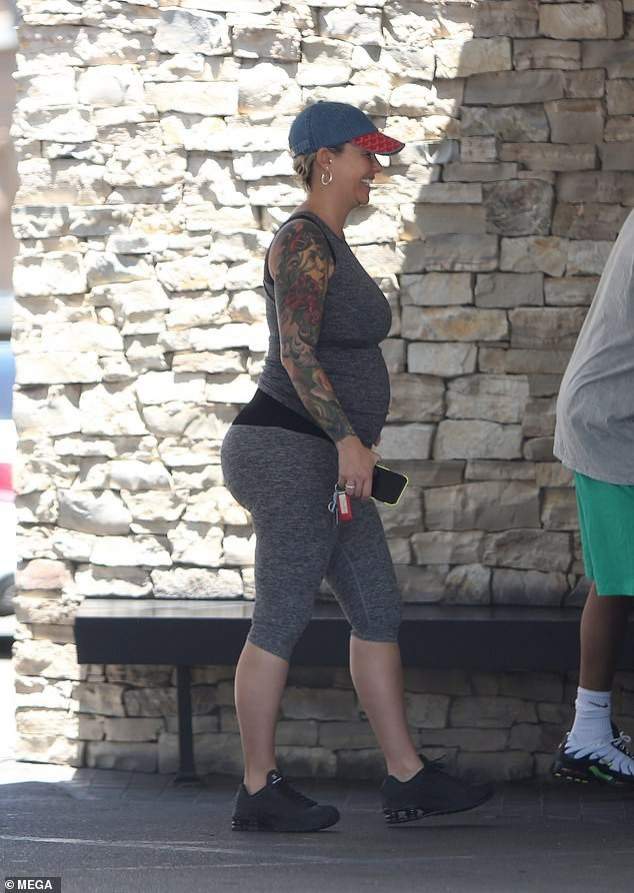 Amber Rose flaunts growing baby bump during date with boyfriend, Alexander 'A.E.' Edwards in LA (Photos)