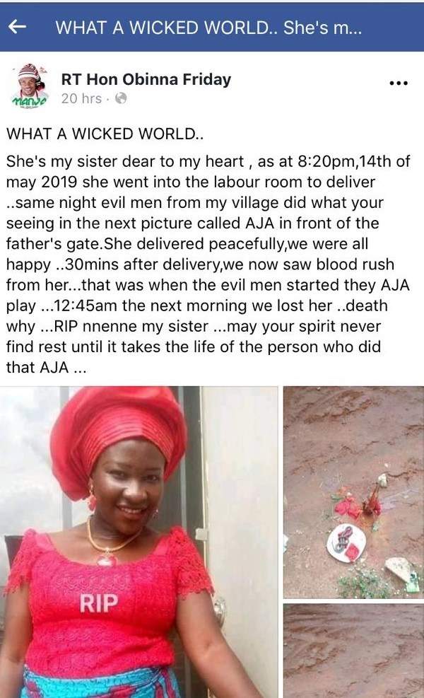 Lady dies minutes after giving birth, brother blames village people