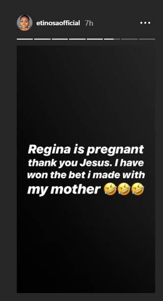 Regina Daniels is pregnant - Etinosa reveals