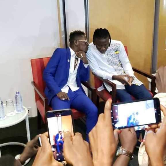 Shatta Wale kisses Stonebwoy during press conference (Video)