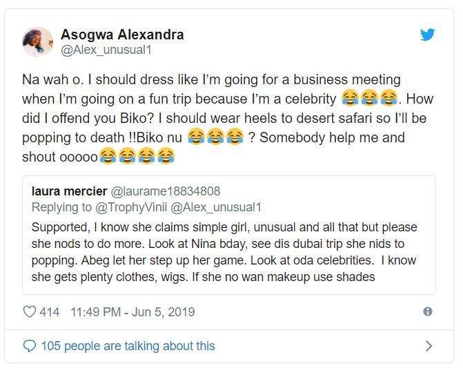 BBNaija Alex replies follower who said she does not know how to dress like a celebrity