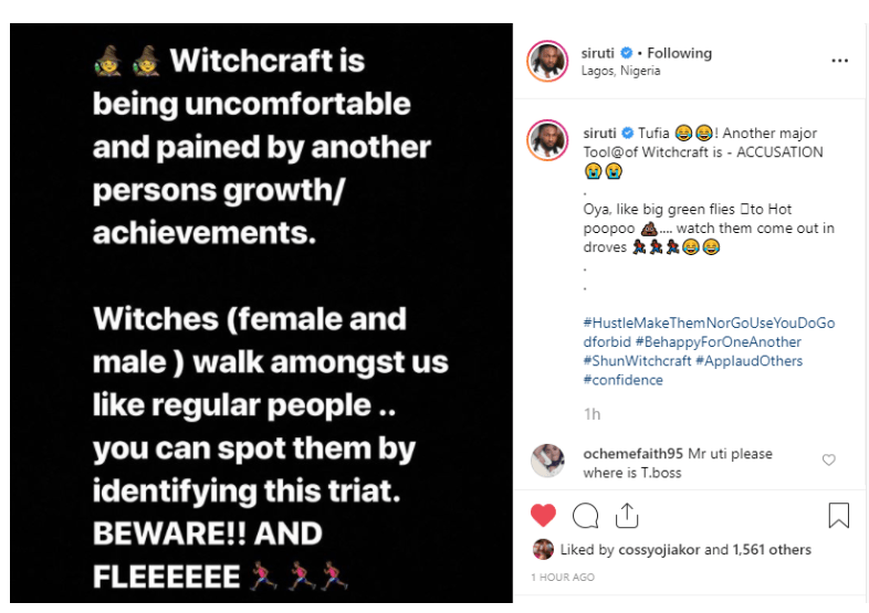'Witchcraft is being uncomfortable and pained by another person's growth - Uti Nwachukwu fires back at Ifu Ennada