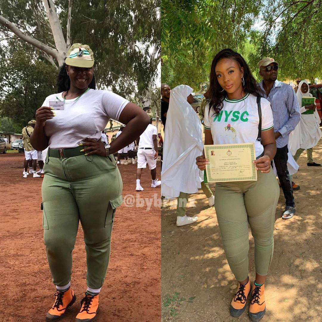 Shocking weight Loss: How Nigerian Lady started NYSC vs How she ended (photos)
