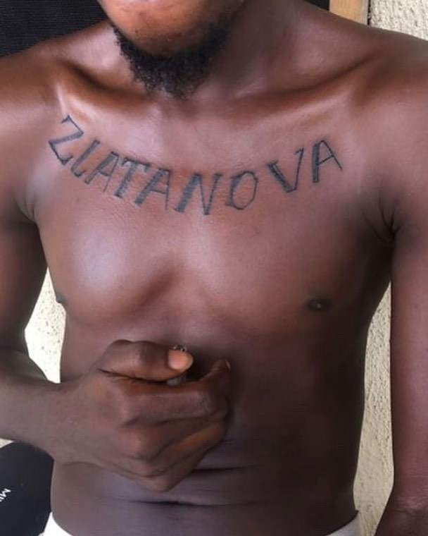 Fan Tattoos Zlatan Ibile's Name On His Chest, He Reacts
