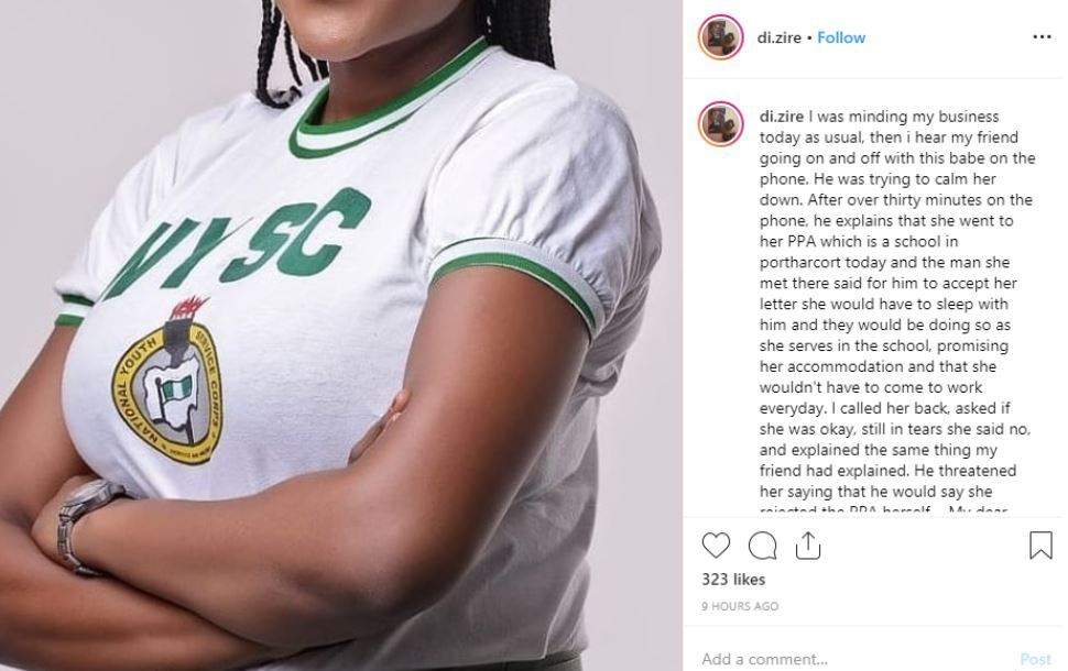 Viral: Corps member rejected by school owner for refusing to sleep with him