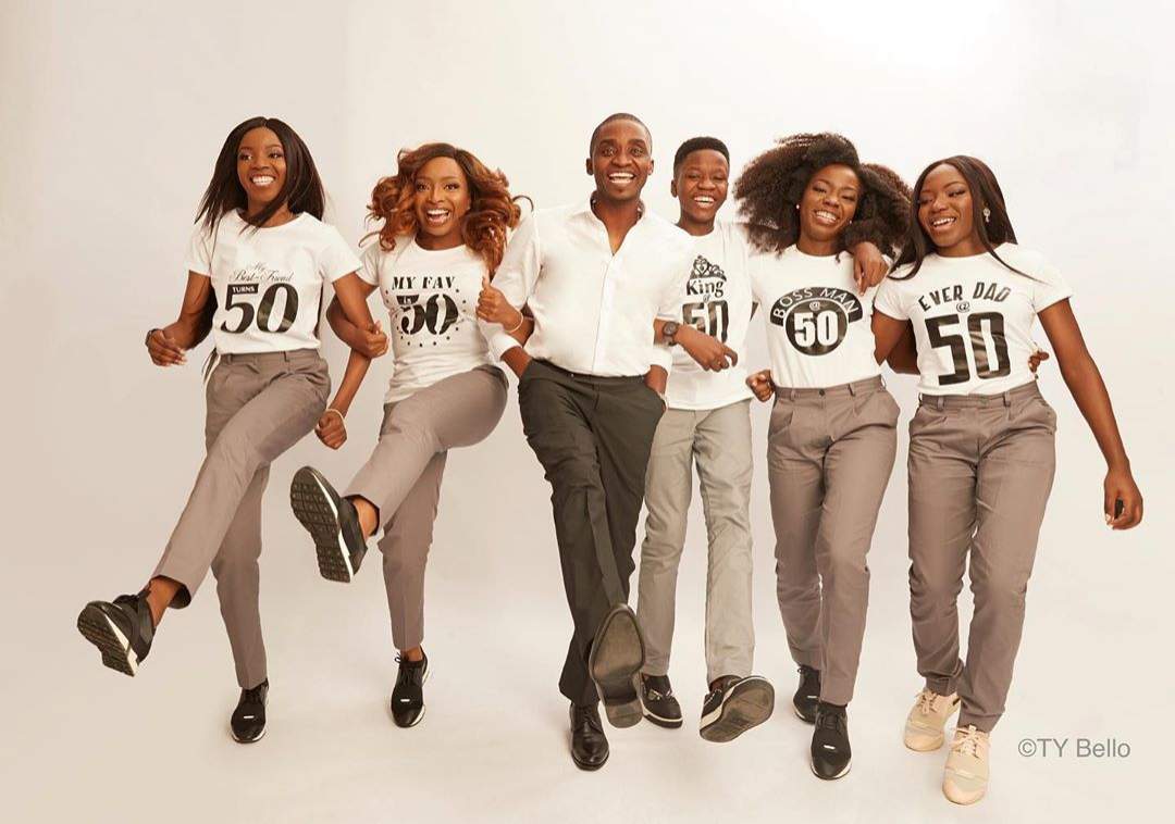 Nigerian Man's 50th birthday photos with wife and five kids break the Internet