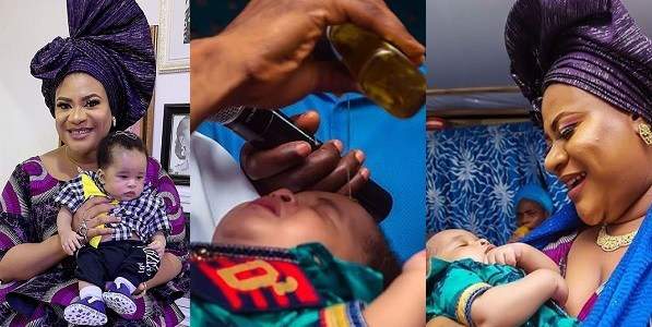 Actress Nkechi Blessing dedicates son as he clocks 3 months (photos)