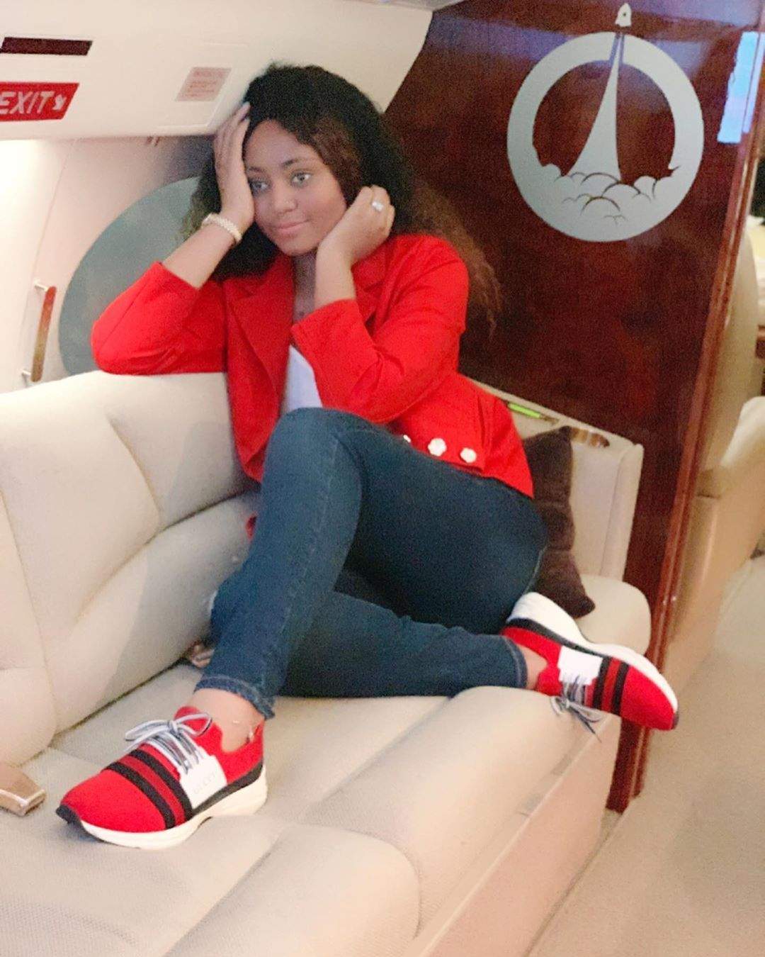 Regina Daniels jets out with her stepchildren for vacation (Photos)