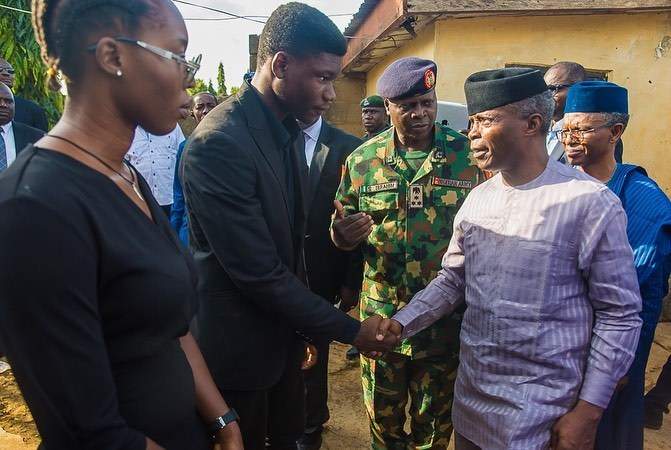 VP Yemi Osinbajo visits parents of corps member shot dead during Shi'ite-Police clash in Abuja