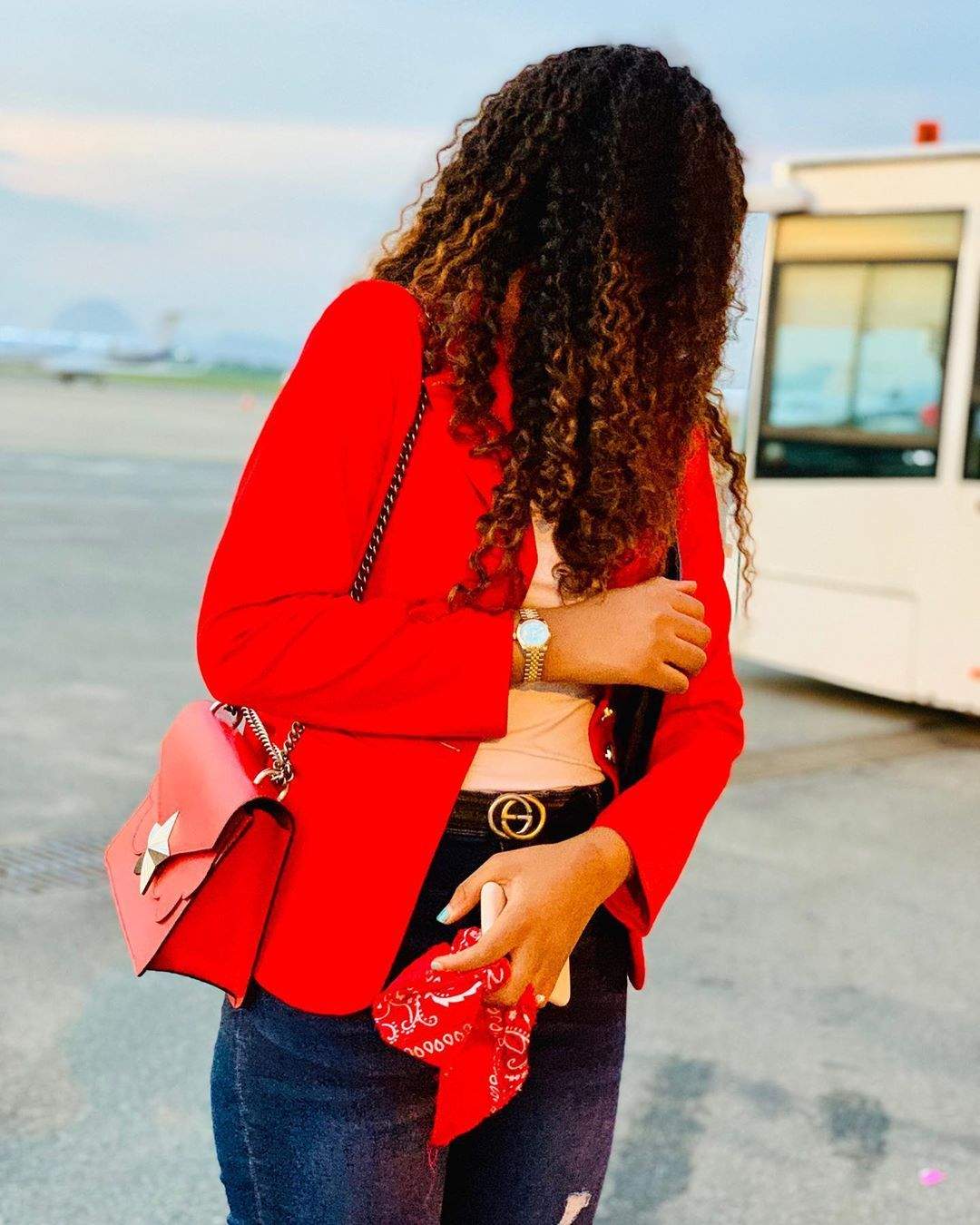 Regina Daniels jets out with her stepchildren for vacation (Photos)