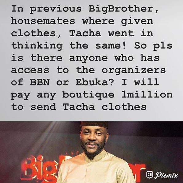 'I am willing to pay N1m to any boutique that will send clothes to Tacha' - Nigerian sex therapist, Jaruma