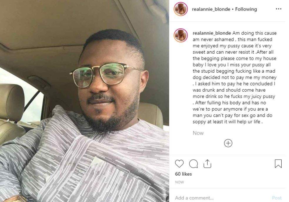 Nigerian porn star, Annie Blonde calls out man who bonked her and refused to pay