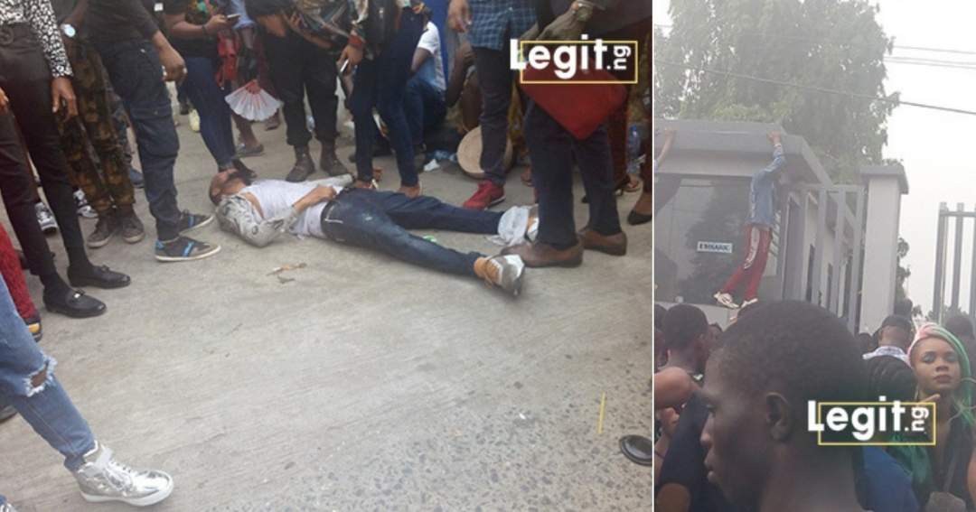 A clearer photo of a man who fainted at the Audition Venue. Photo By: Legit.ng