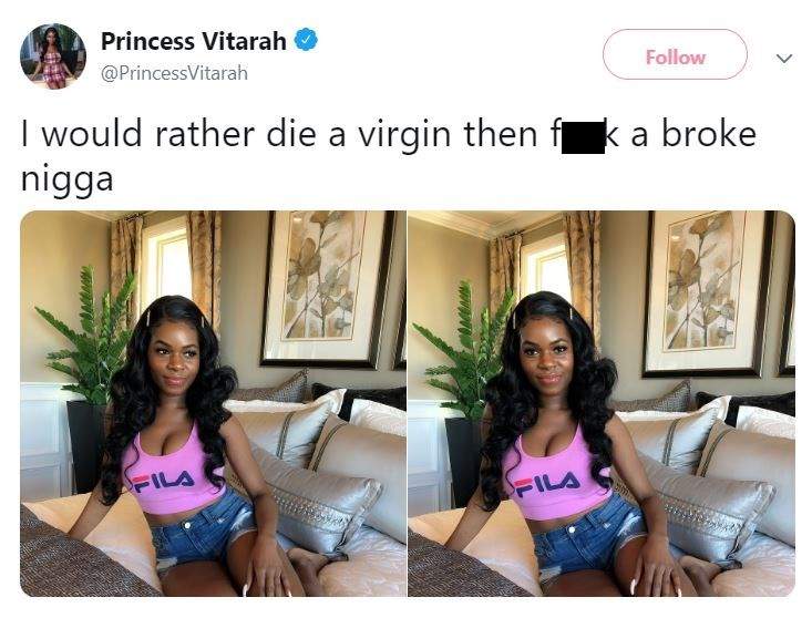 'I would rather die a virgin than f**k a broke guy' - Princess Vitarah says