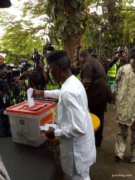 Osinbajo and wife cast their votes in Lagos (Photos)