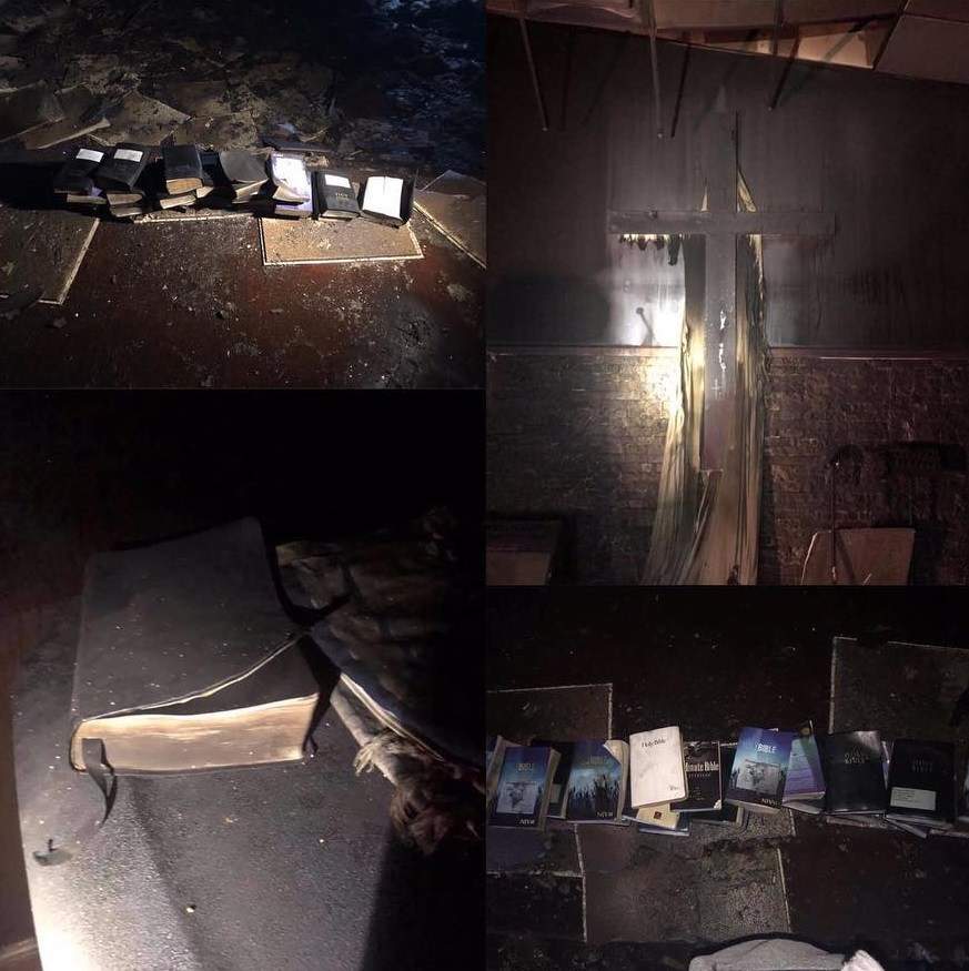 Fire razes church completely, but not a single Bible was touched