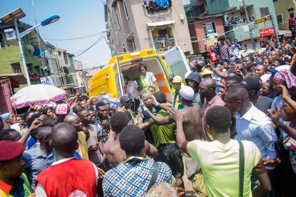 More photos from the rescue operation at the scene of the Lagos school building collapse