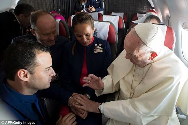 This Couple Were On The Same Flight As Pope Francis So They Asked Him To Marry Them!