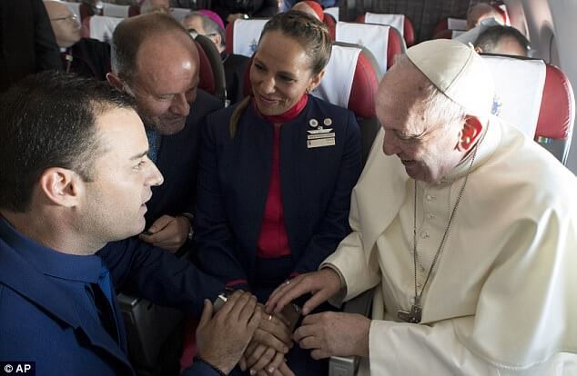 This Couple Were On The Same Flight As Pope Francis So They Asked Him To Marry Them!