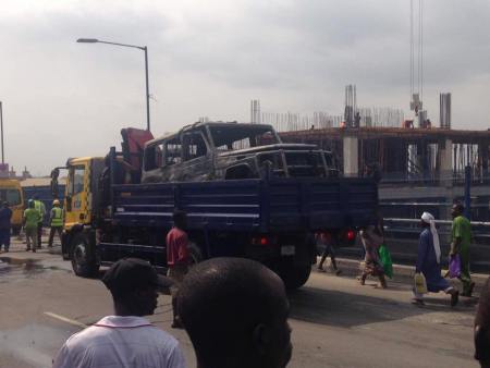 Governor Fayose Survives Car Bomb After His Mercedes Benz Gwagon Catches Fire In Lagos