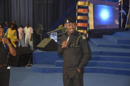 Apostle Suleman rocks police uniform during church service