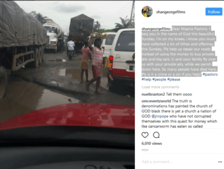 Actress Shan George Comes For Nigerian Pastors, Asks Them To Repair Roads With Private Jet Money And Tithe