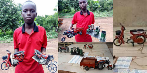 Nigerian Man Posts Photos Of The Talented Benue Boy He Met Who Creates Stuff From Scrap Materials