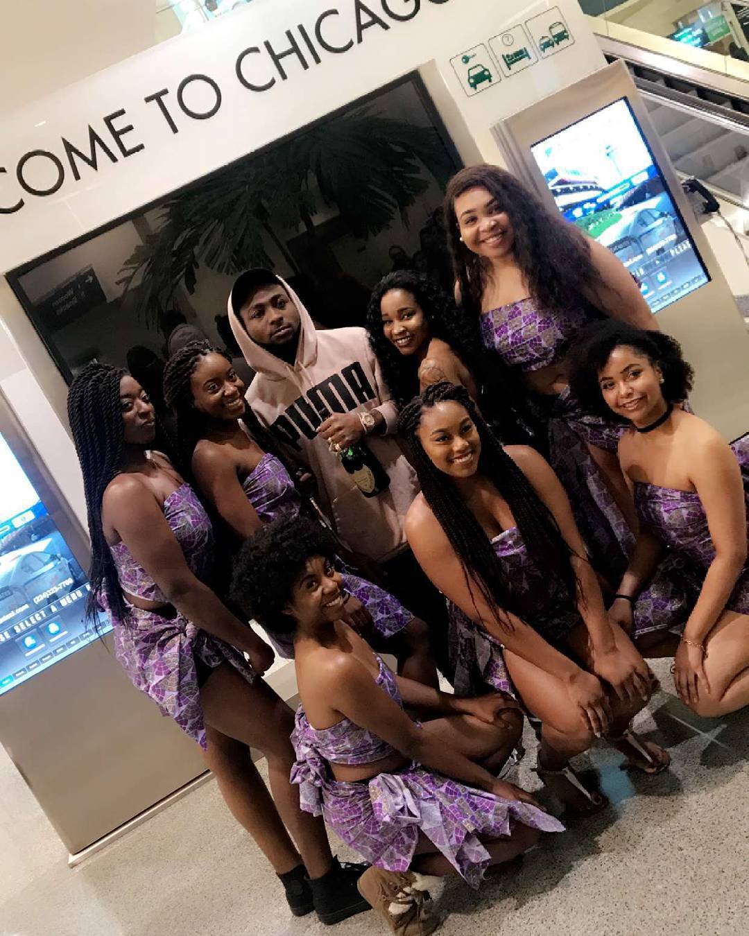 Davido Welcomed by Bevy of Beautiful Ladies at Chicago Airport (Video)