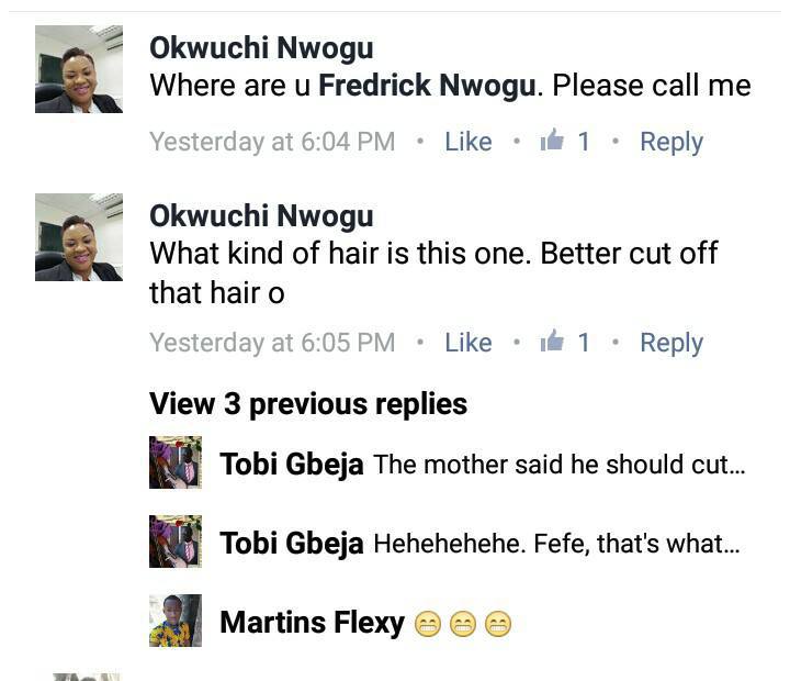 See the comment from a Nigerian mother after her son showed off his Afro hairstyle