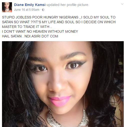 'F**k God, I Have Sold My Soul To Satan' - Nigerian Lady Declares