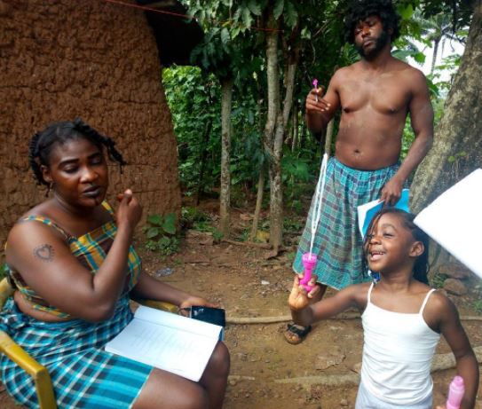 Mercy Johnson takes her daughter, Purity on set of a new movie