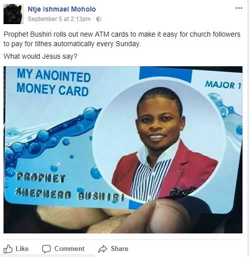 Flamboyant Malawian Pastor Major 1 Releases Customized ATM Cards For Church Members To Use In Paying Tithe (Photo)