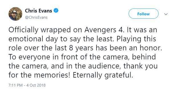 Chris Evans quits playing Captain America after 8 Years