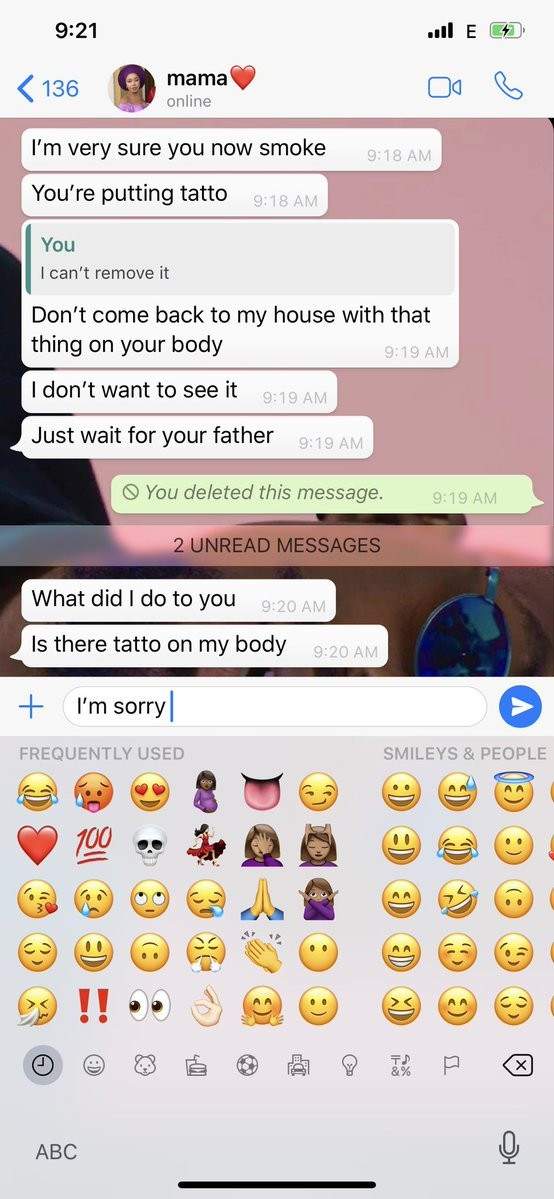 Hilarious conversation between a Nigerian mum and her son who just got a tattoo (Screenshots)