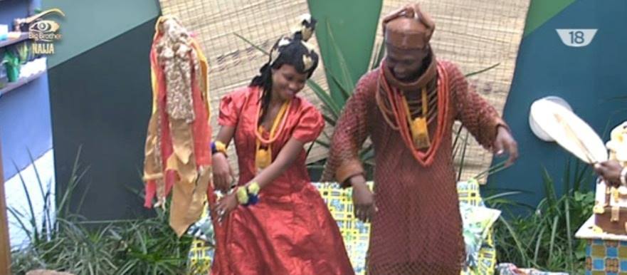 See all the photos from Efe and Marvis wedding at the #BBNaija house