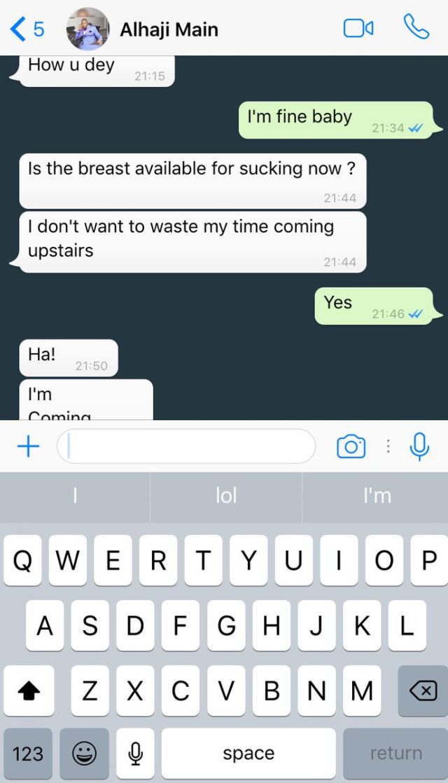 'Is the bre@st available for sucking now?' - Read this whatsapp convo between a Nigerian lady and her husband