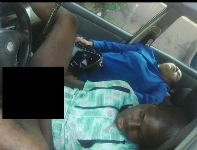 New photos shows C.ondom and alcohol inside the car of the married lovers who were found dead in Ogba