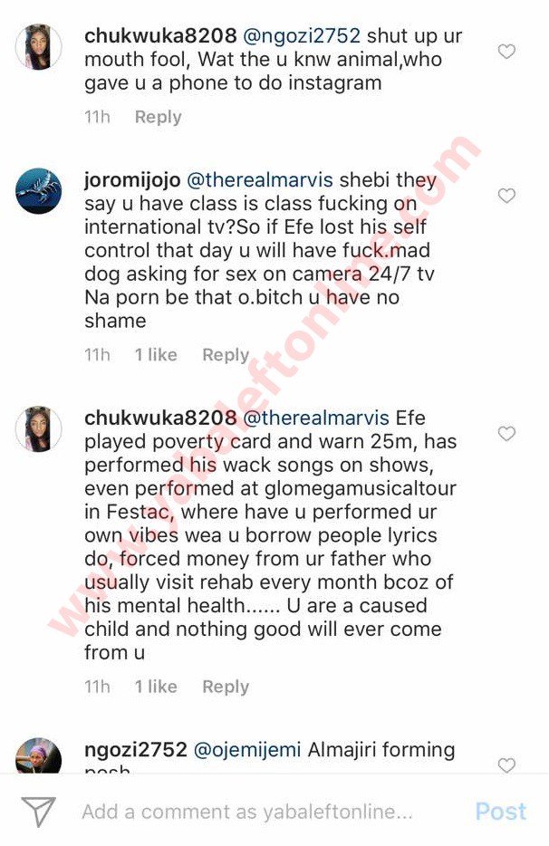 'I have your lesbian s*x tape, you have done series of abortion' - Efe Fans rips Marvis to shreds