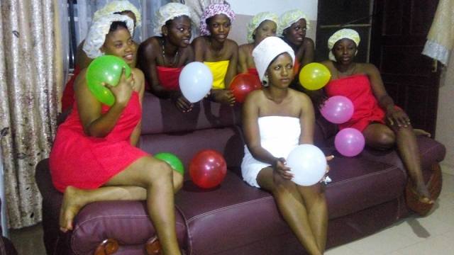 Nigerian Bride Dons Towel & Balloon With Her Friends For Her Bridal Shower. (Photos)