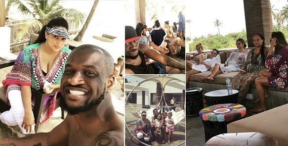 Lovely photos of Peter Okoye and His family as they hang out at a beach in Lagos