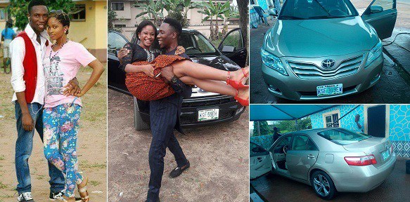 Awww! Nigerian Guy Surprises Wife With A Car For Not Leaving Him When He Was Broke.