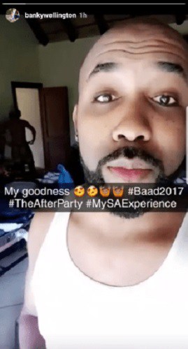 Banky W mistakenly shares Adesua's Nak£d photo on Snapchat