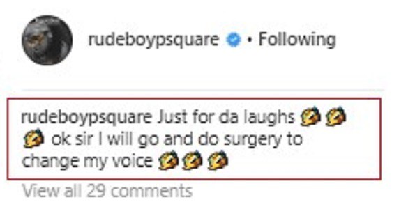 Paul Okoye replies fan who said his voice sounds like 'PSquare'