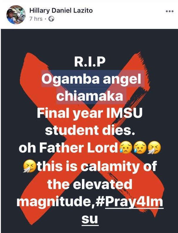 Final year student of Imo State University slumps, dies after her project defense