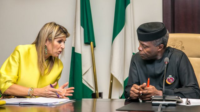 See Photos From Queen Maxima Of The Netherlands' Visit To Nigeria As She's Received By VP Yemi Osinbajo.