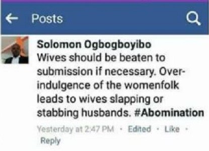 Human rights activist tells Nigerian men to beat their wives into submission