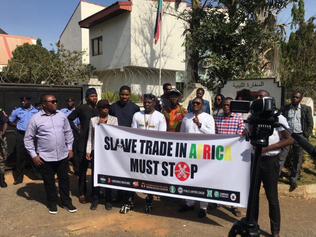 Charly Boy leads peaceful protest to Libyan Embassy in Abuja against Slave Trade