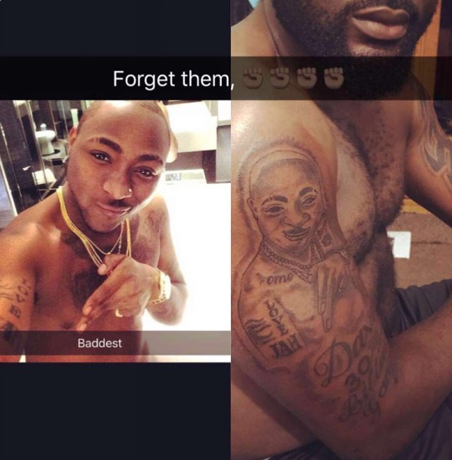 Nigerian man tattoos Davido's face on his arm (video)