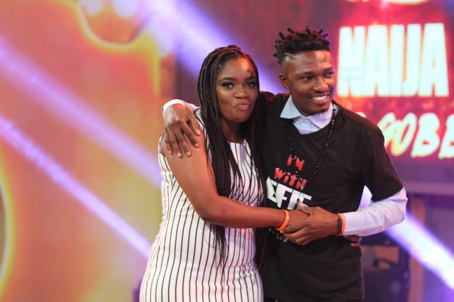 Efe, Winner of BBNaija 2017, with 1st Runner up, Bisola Aiyeola.